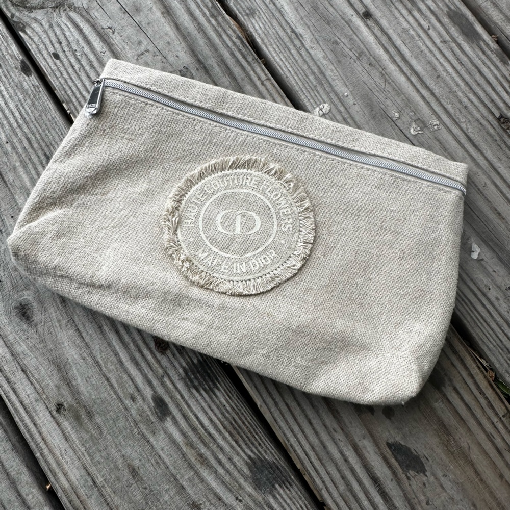 Christian Dior Haute Couture Flowers canvas linen cosmetic bag/pouch